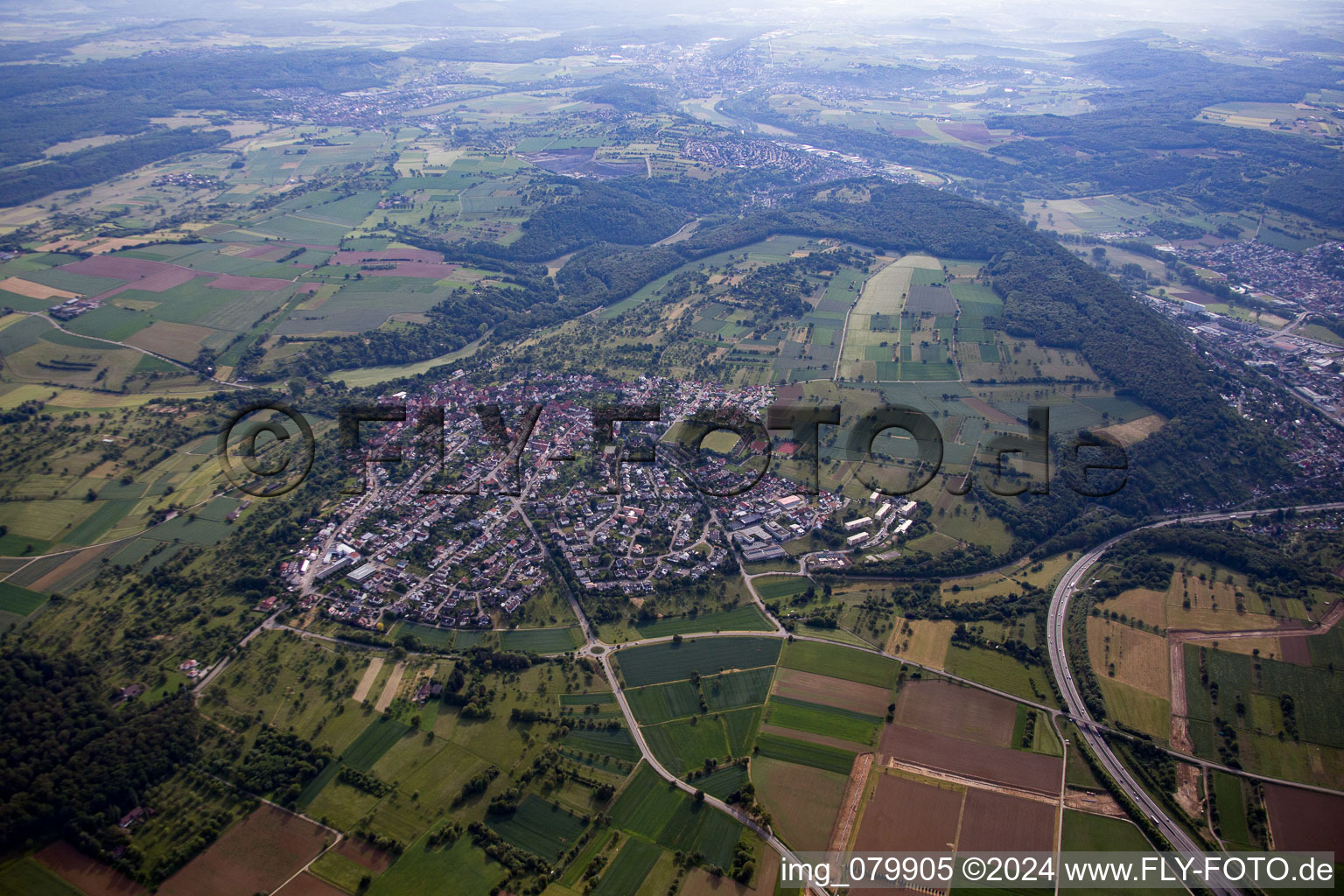 Aerial view of Kieselbronn in the state Baden-Wuerttemberg, Germany