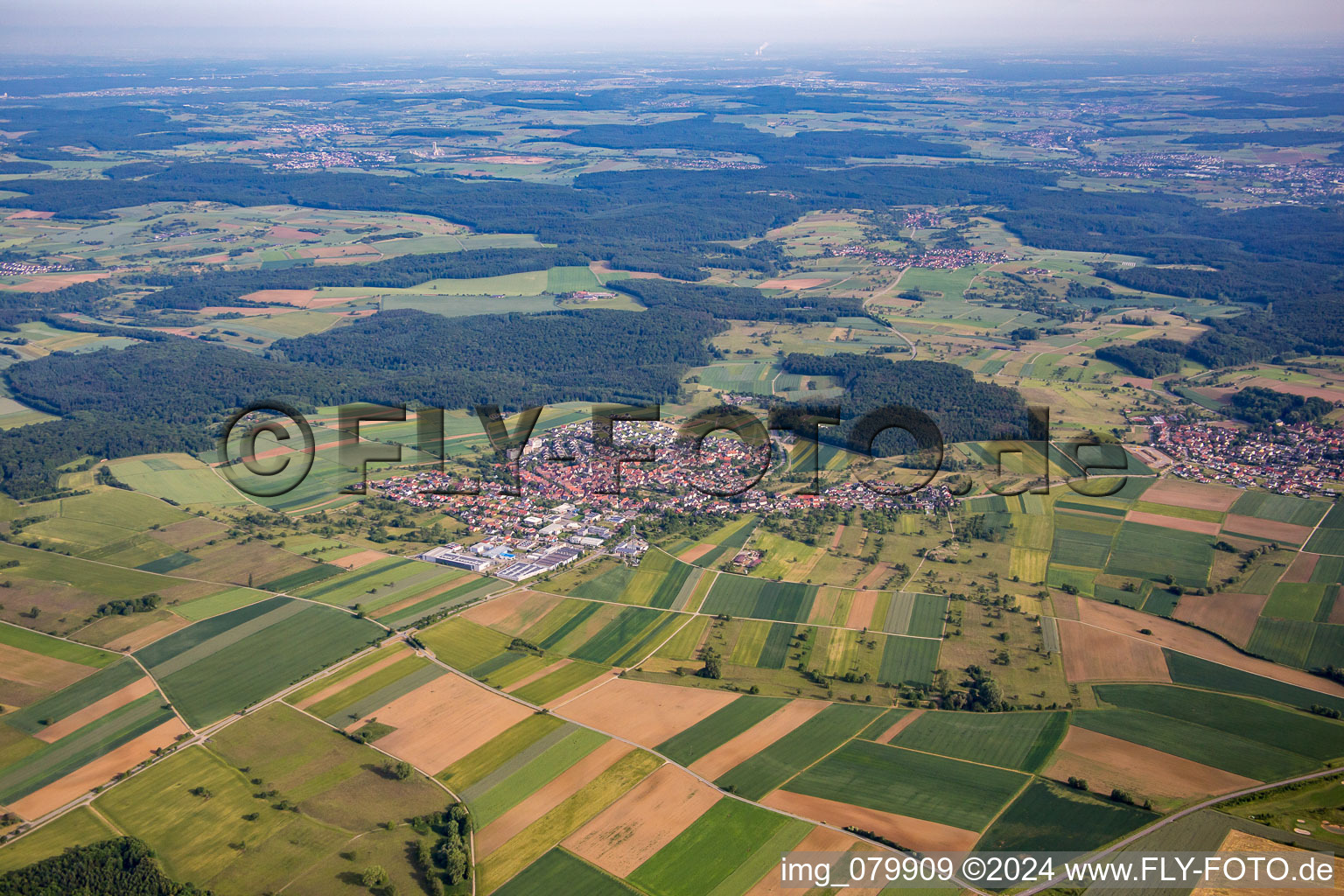 Aerial view of Village view in the district Goebrichen in Neulingen in the state Baden-Wurttemberg