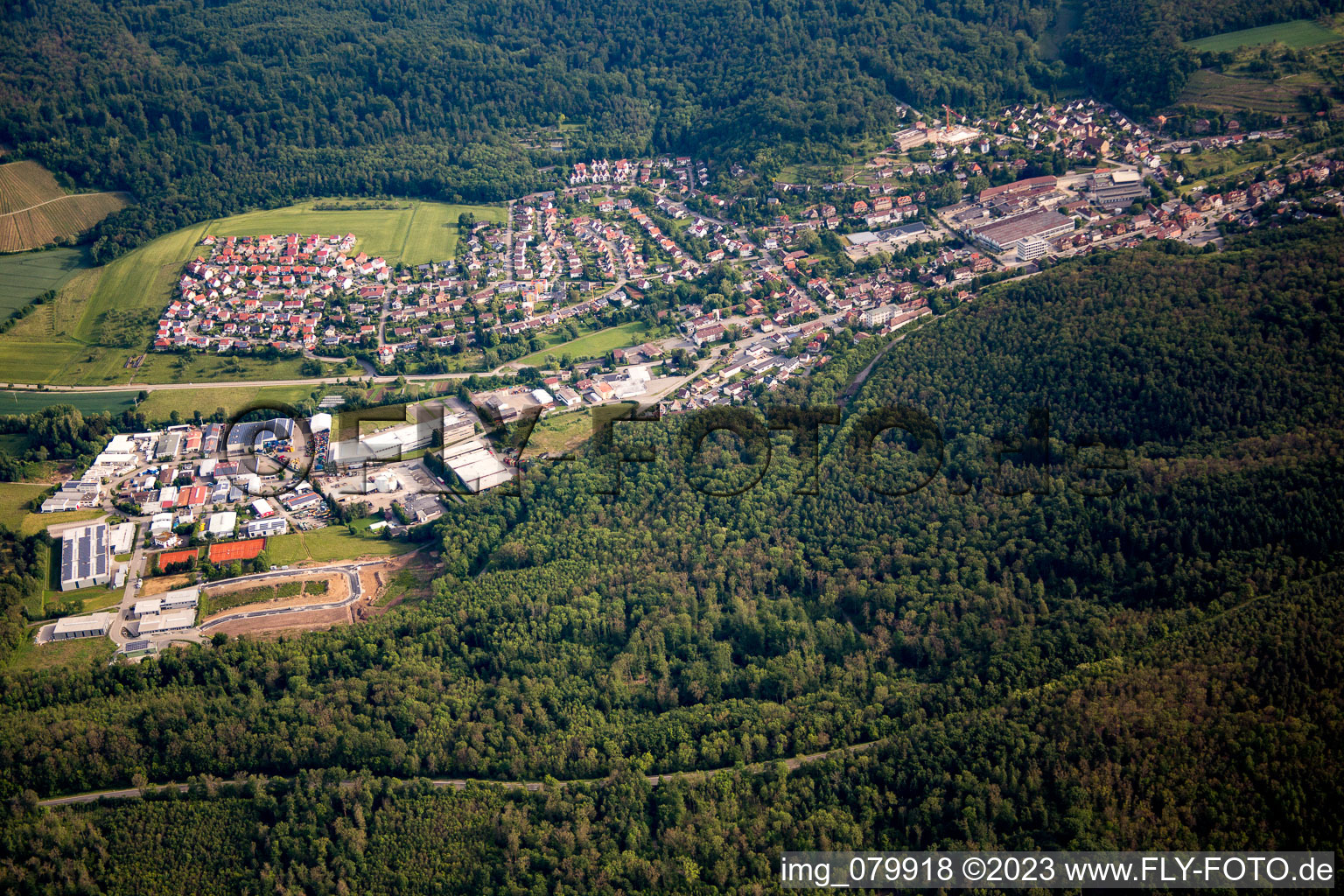 Aerial view of Maulbronn in the state Baden-Wuerttemberg, Germany