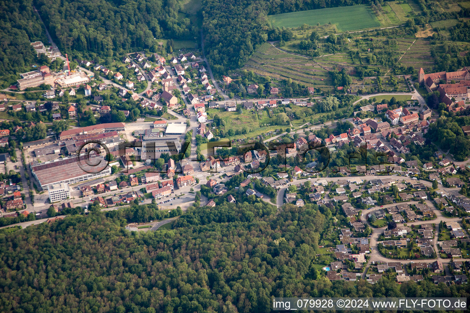 Maulbronn in the state Baden-Wuerttemberg, Germany seen from above