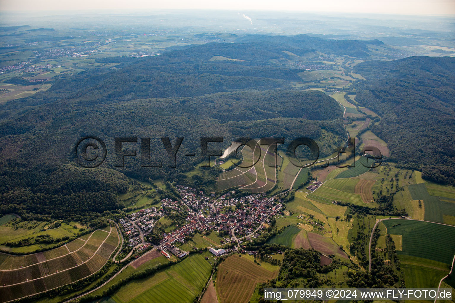 Aerial view of District Häfnerhaslach in Sachsenheim in the state Baden-Wuerttemberg, Germany