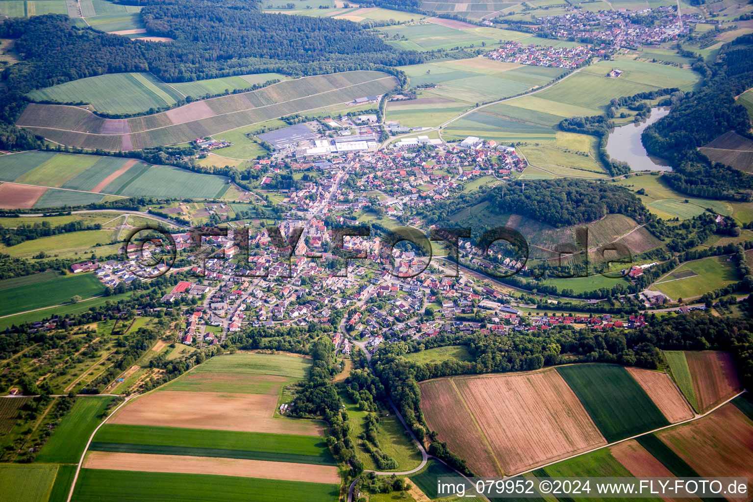 Oblique view of District Häfnerhaslach in Sachsenheim in the state Baden-Wuerttemberg, Germany