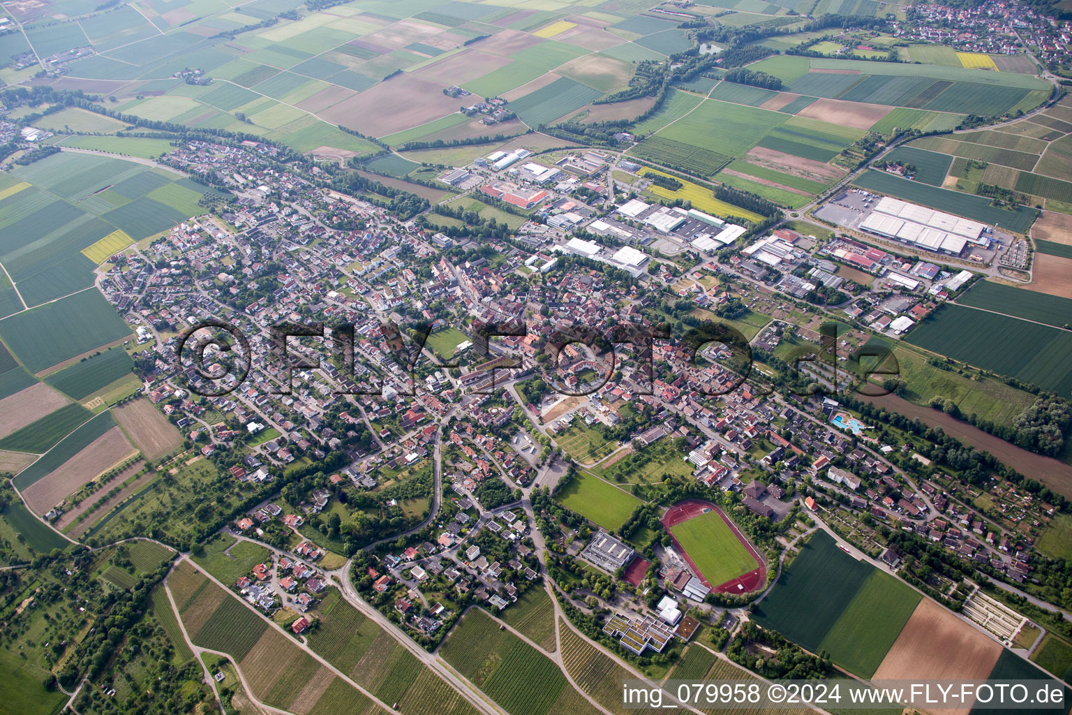 Town View of the streets and houses of the residential areas in Gueglingen in the state Baden-Wurttemberg, Germany