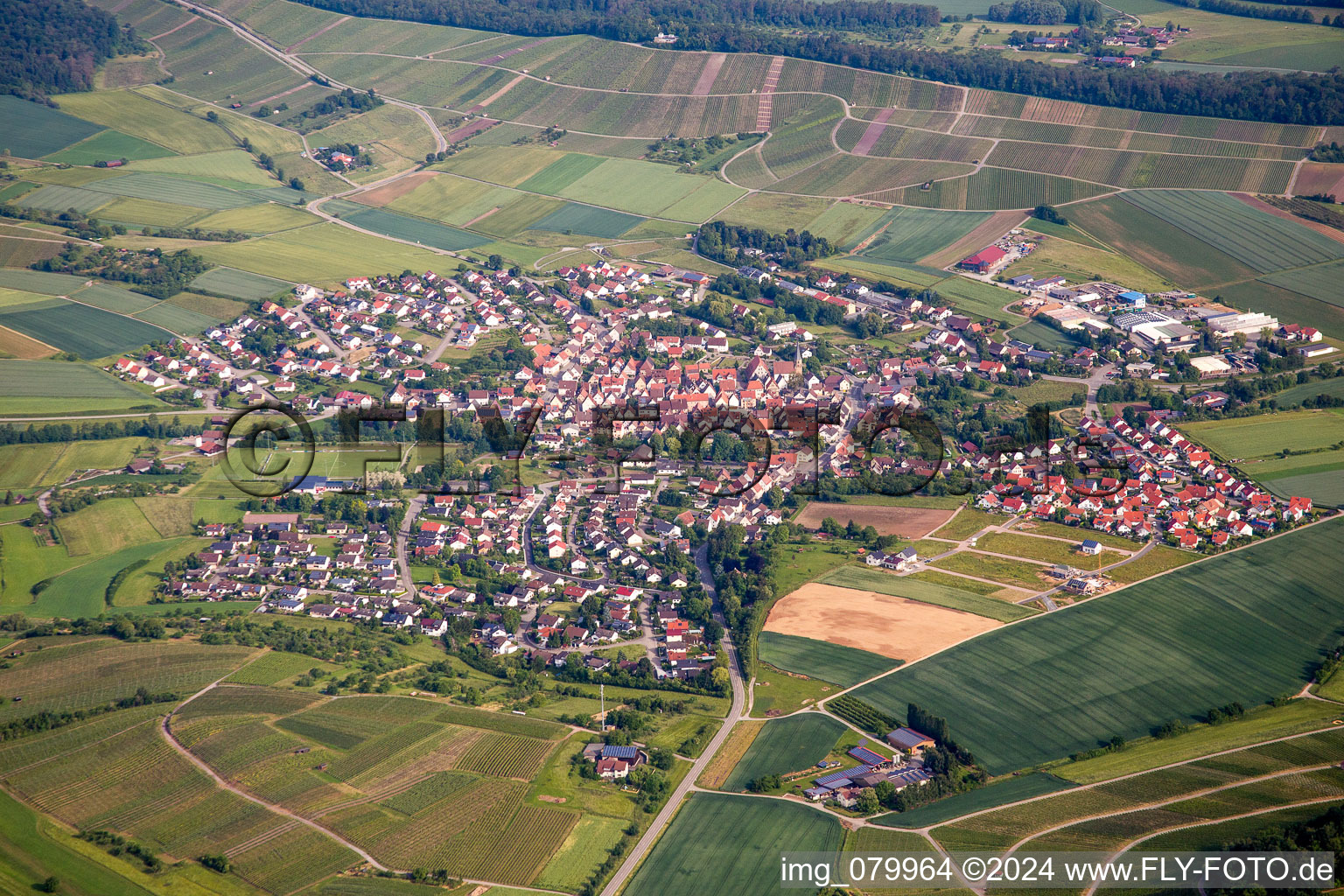 Aerial view of District Kleingartach in Eppingen in the state Baden-Wuerttemberg, Germany