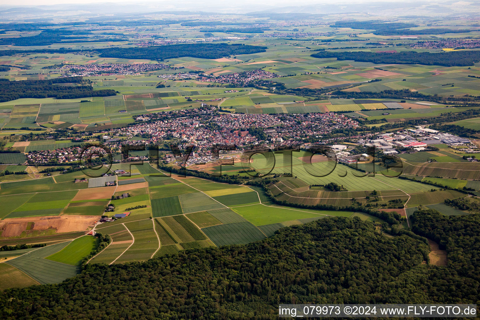 Town View of the streets and houses of the residential areas in Schwaigern in the state Baden-Wurttemberg, Germany