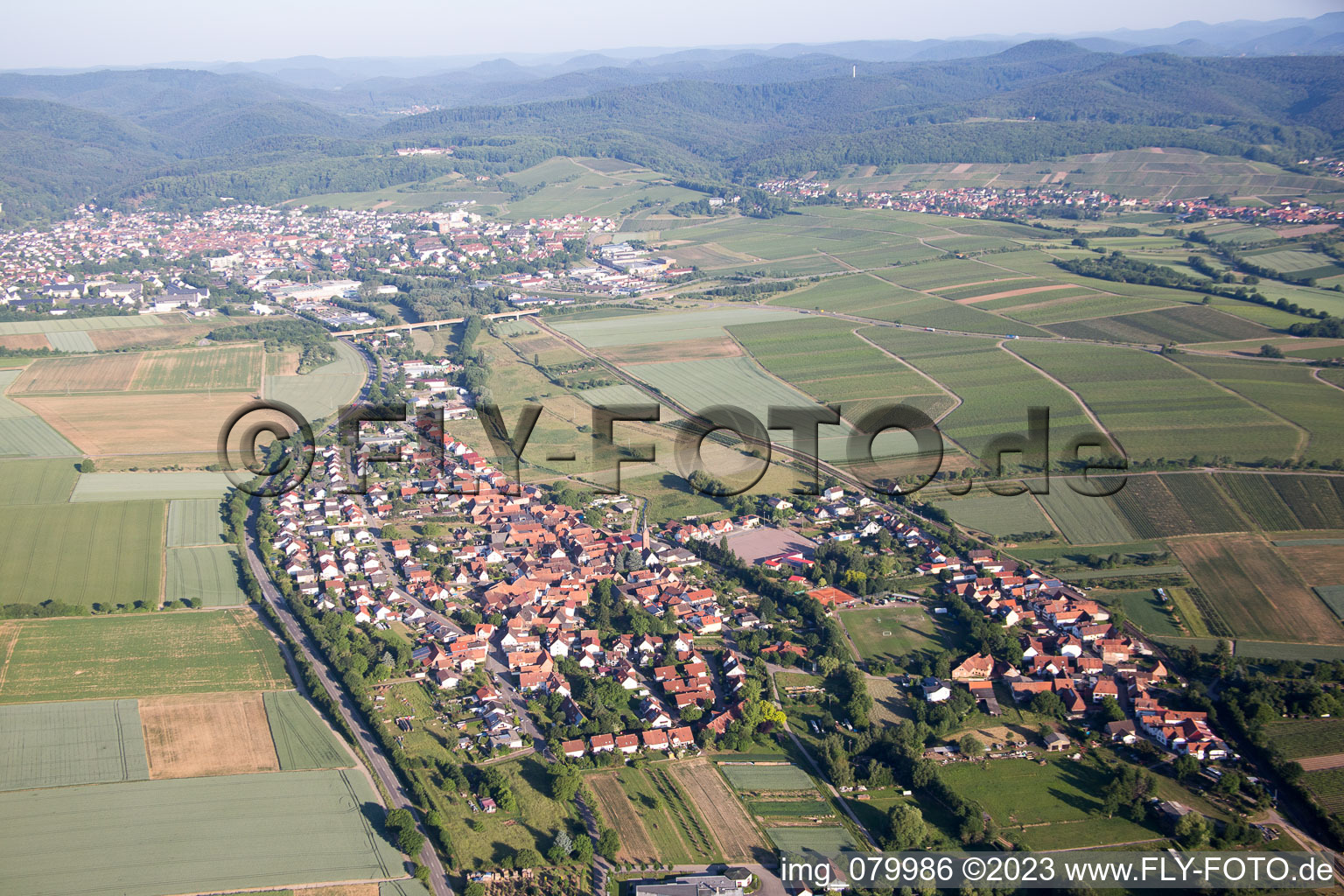 Aerial photograpy of District Drusweiler in Kapellen-Drusweiler in the state Rhineland-Palatinate, Germany