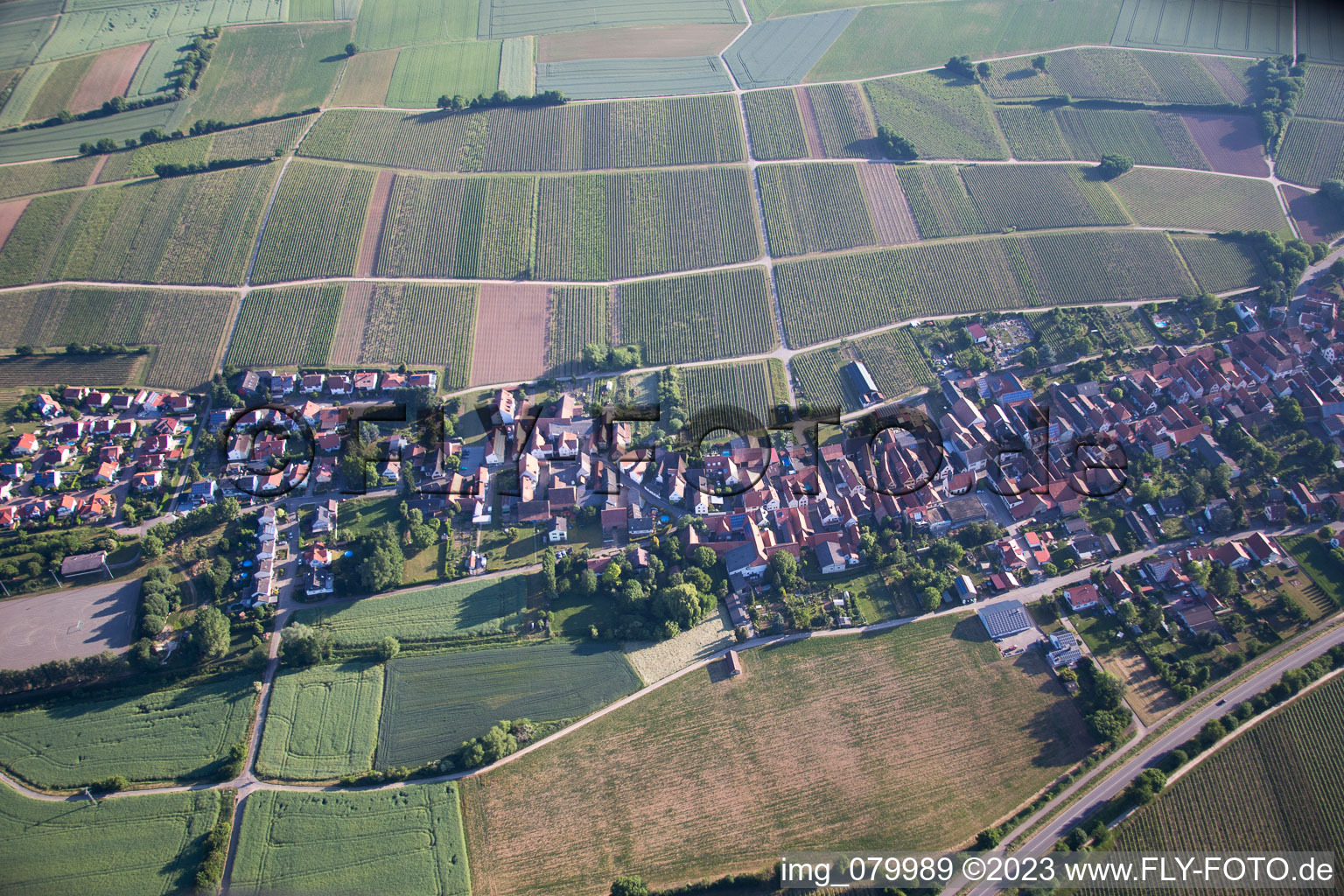 Aerial view of Niederhorbach in the state Rhineland-Palatinate, Germany