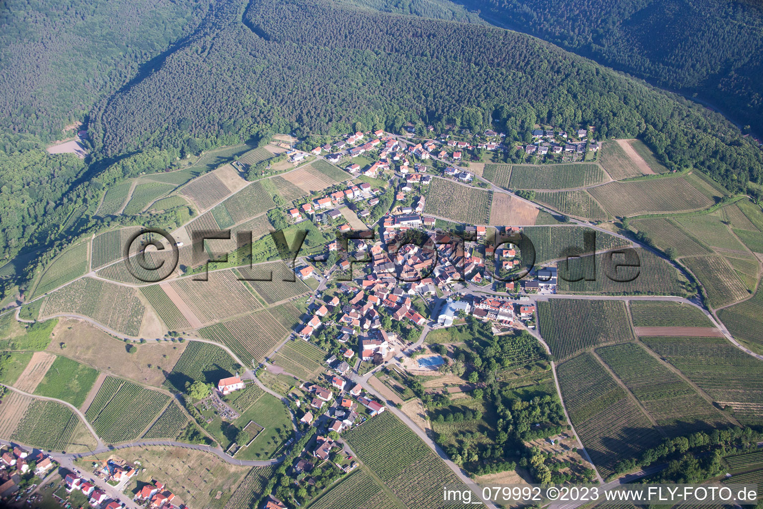 Aerial photograpy of District Gleiszellen in Gleiszellen-Gleishorbach in the state Rhineland-Palatinate, Germany