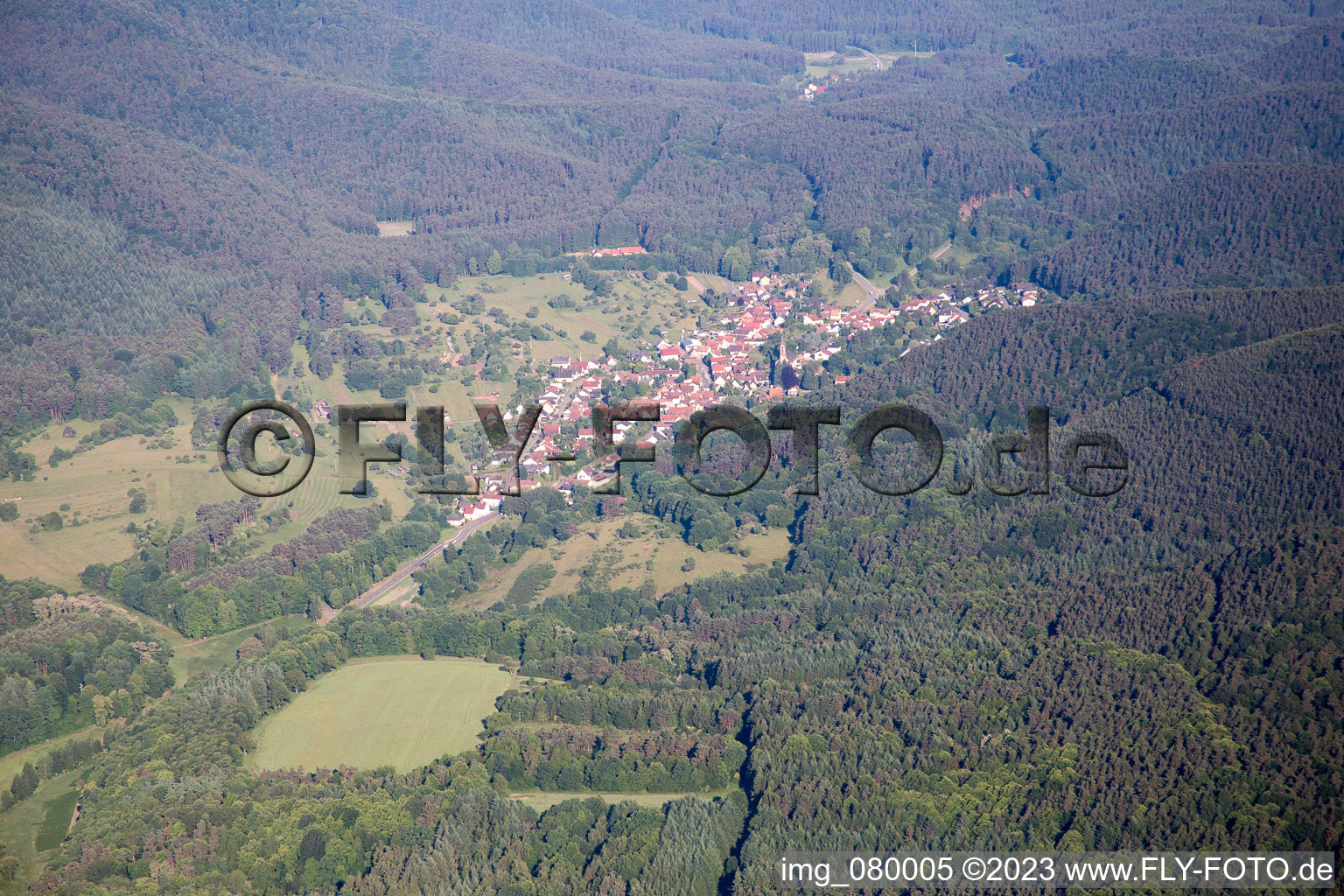 Aerial photograpy of Birkenhördt in the state Rhineland-Palatinate, Germany