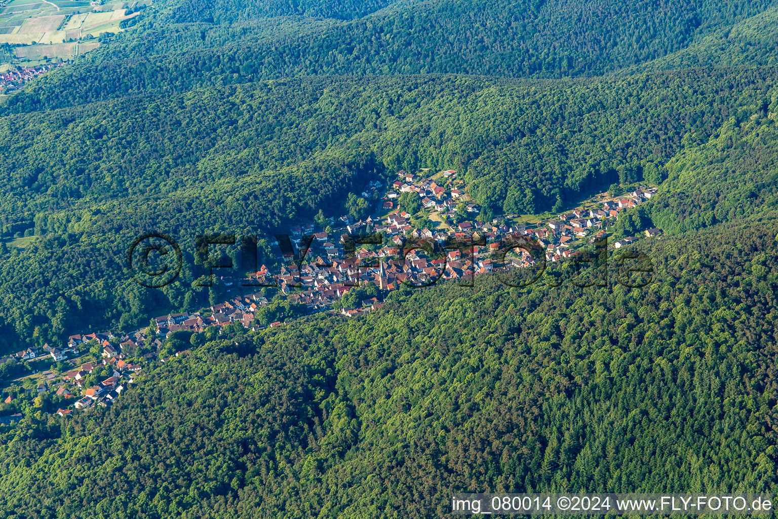 Dörrenbach in the state Rhineland-Palatinate, Germany viewn from the air