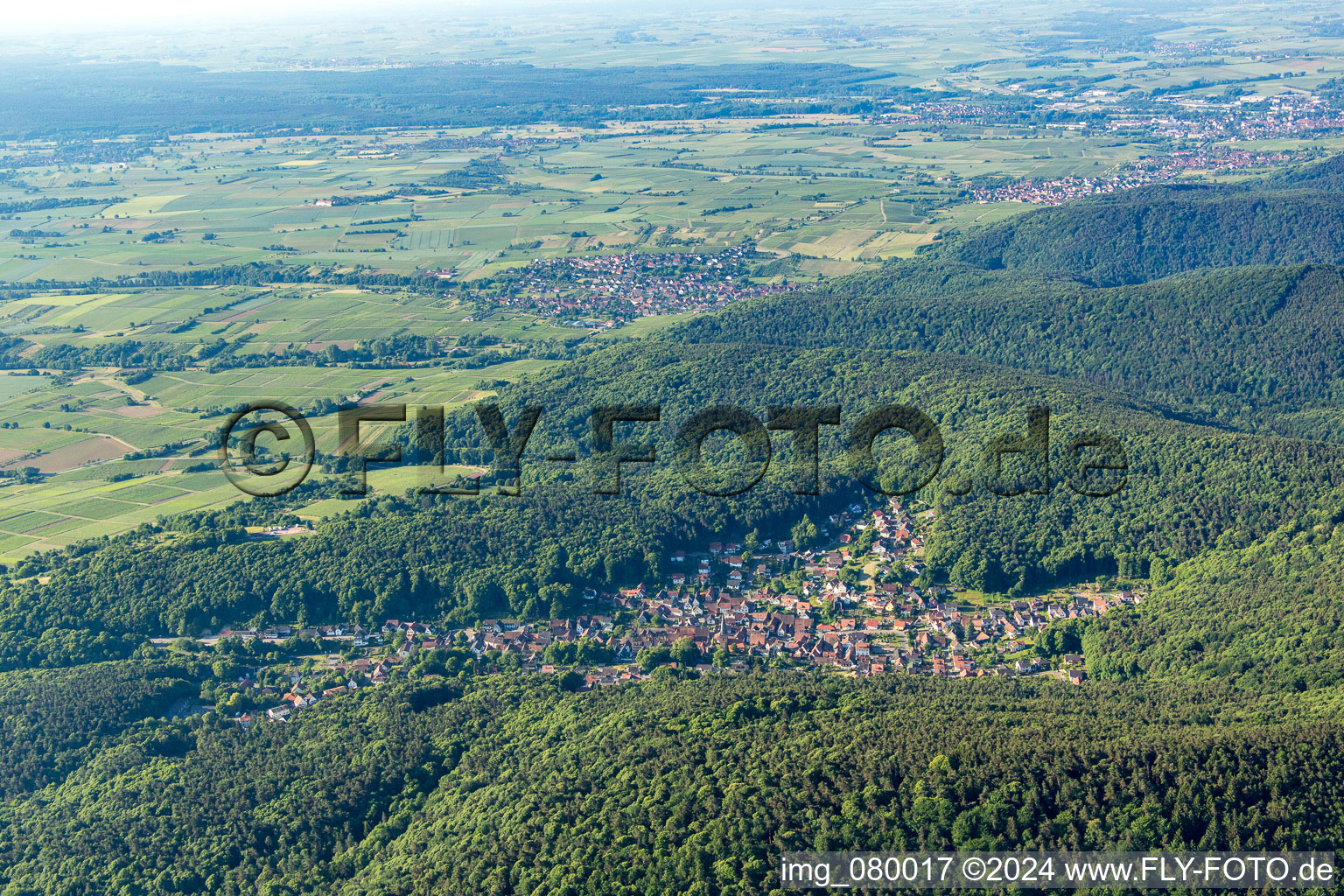 Drone recording of Dörrenbach in the state Rhineland-Palatinate, Germany