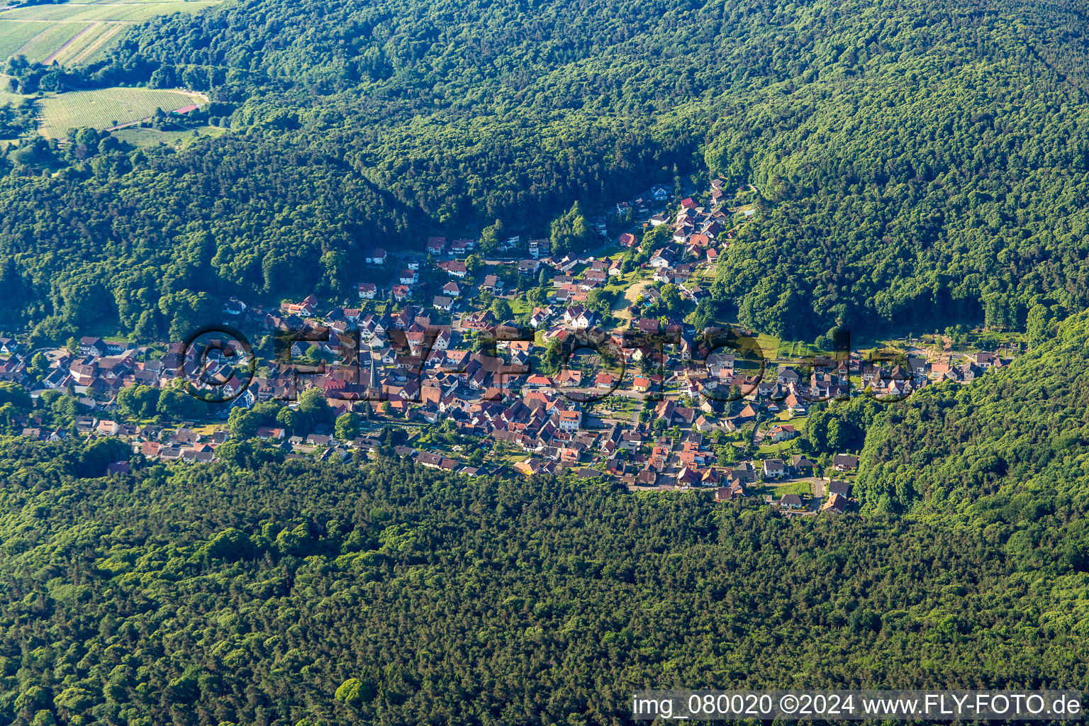 Drone image of Dörrenbach in the state Rhineland-Palatinate, Germany