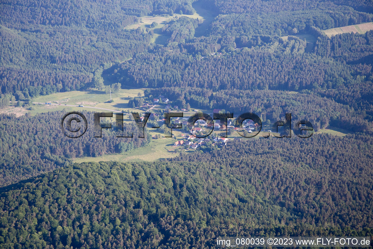 Aerial photograpy of Erlenbach bei Dahn in the state Rhineland-Palatinate, Germany