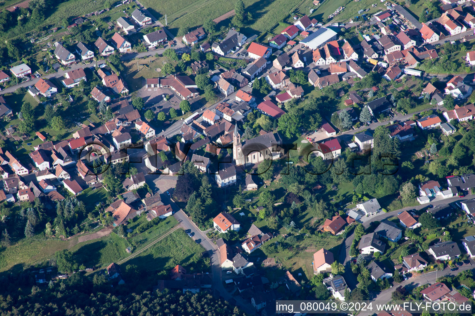 Birkenhördt in the state Rhineland-Palatinate, Germany from the plane