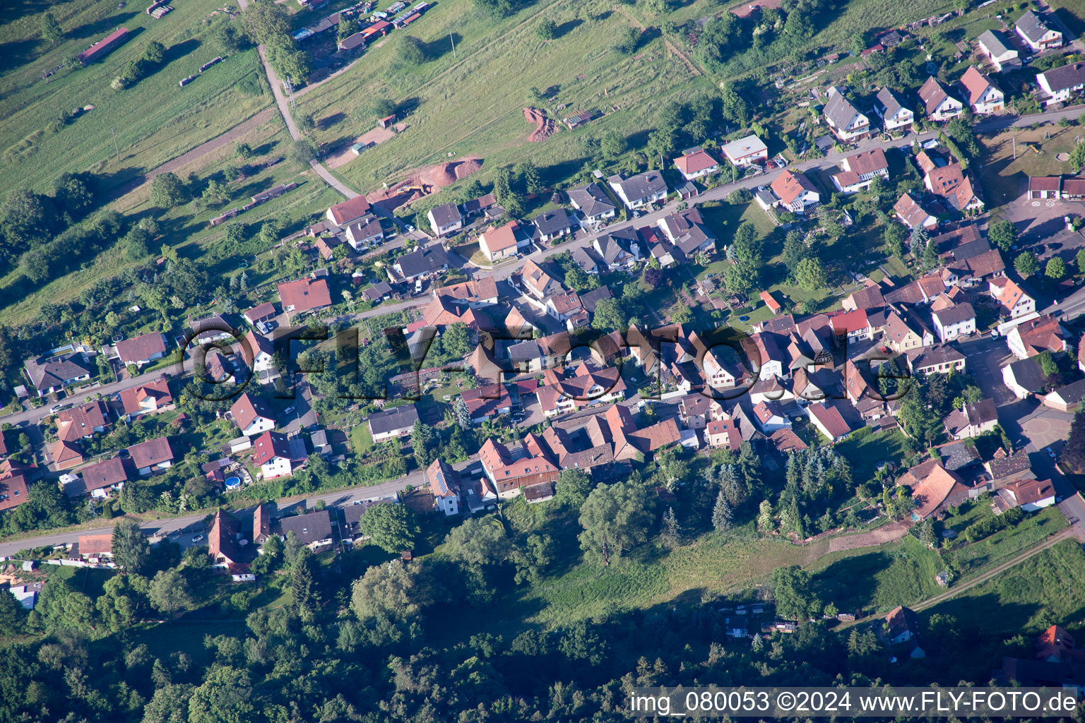 Bird's eye view of Birkenhördt in the state Rhineland-Palatinate, Germany