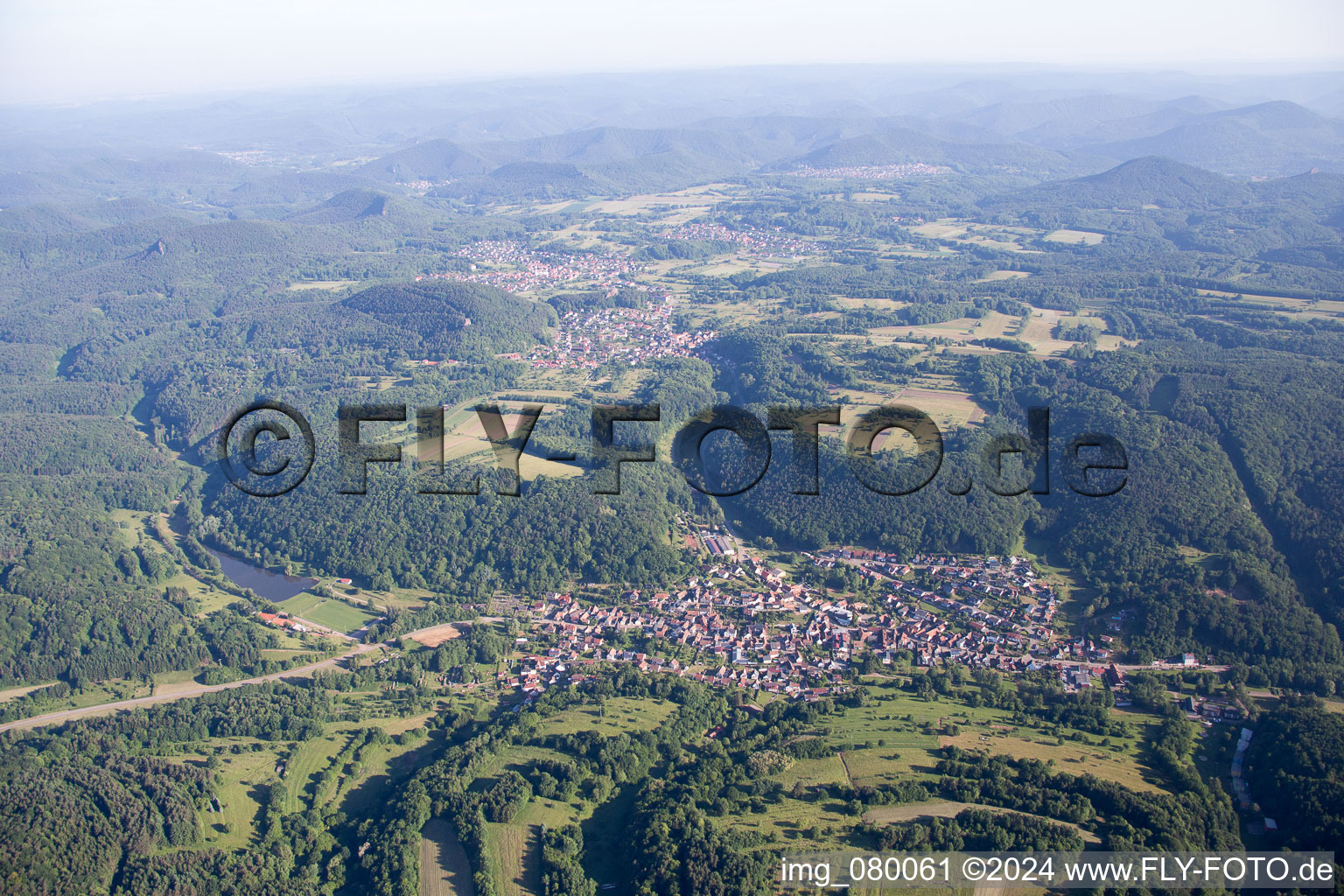 Aerial view of Silz in the state Rhineland-Palatinate, Germany