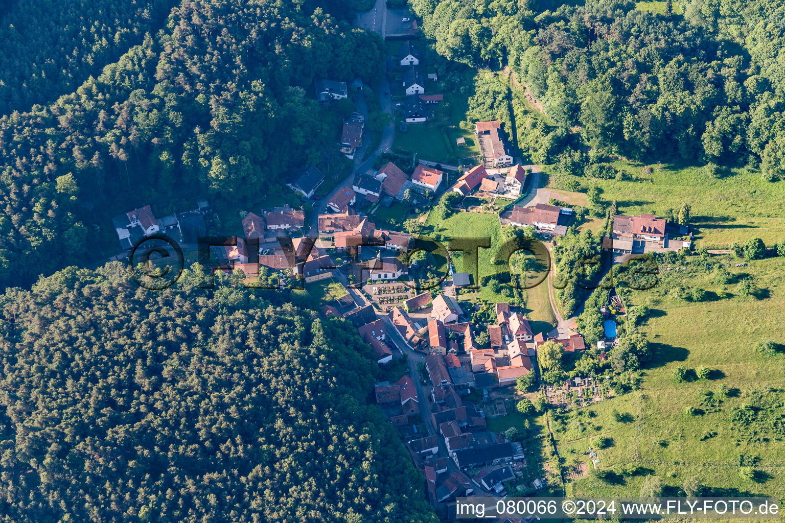 District Blankenborn in Bad Bergzabern in the state Rhineland-Palatinate, Germany seen from above