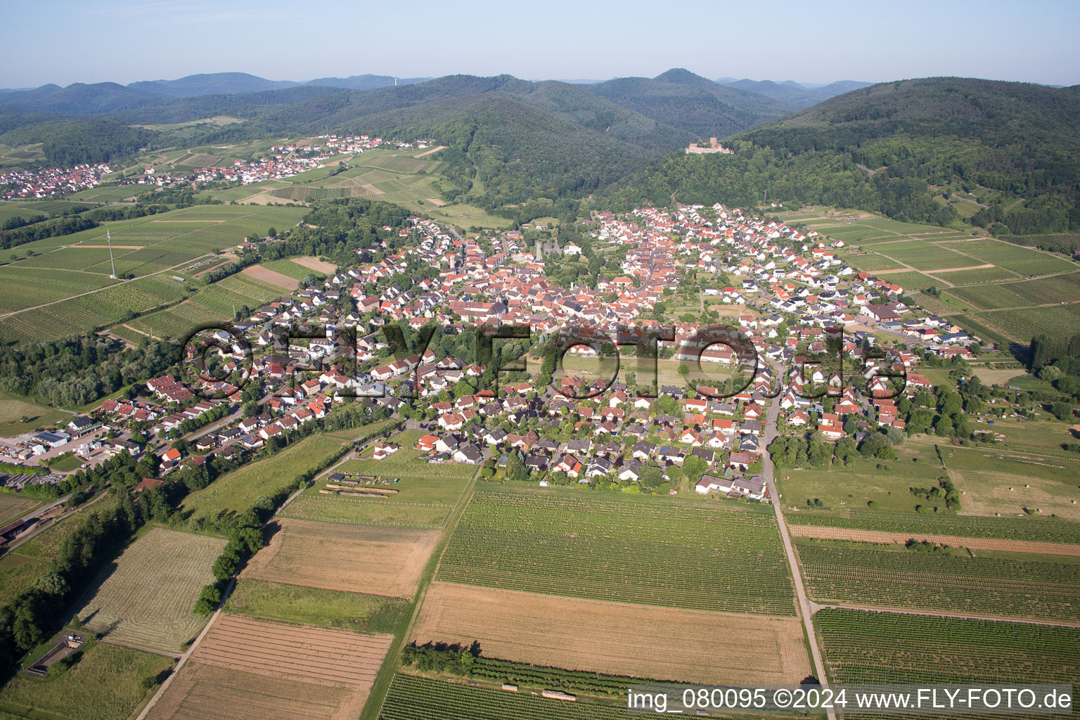 Klingenmünster in the state Rhineland-Palatinate, Germany viewn from the air