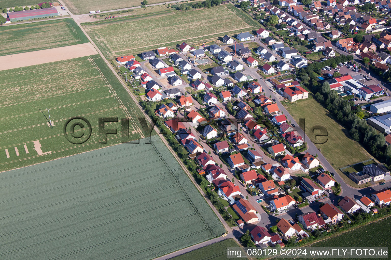 Steinweiler in the state Rhineland-Palatinate, Germany from the plane