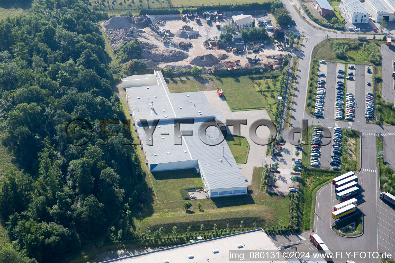 Drone recording of Horst Industrial Estate, Alfa Aesar GmbH in the district Minderslachen in Kandel in the state Rhineland-Palatinate, Germany