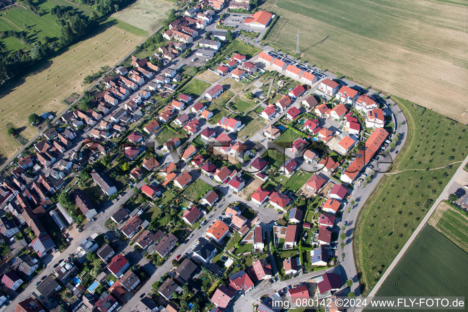 Kandel in the state Rhineland-Palatinate, Germany from above