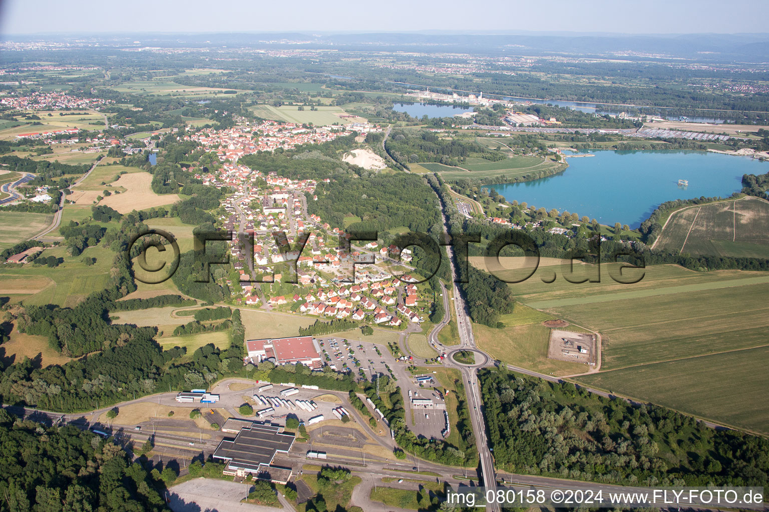 Oblique view of Lauterbourg in the state Bas-Rhin, France