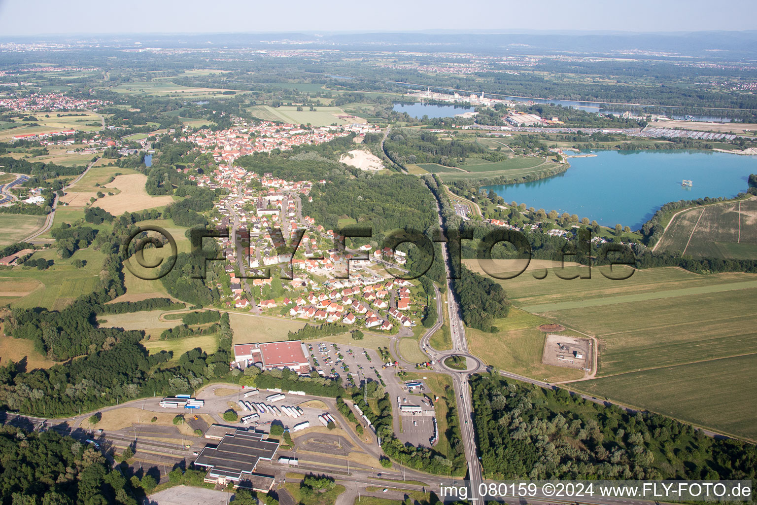 Lauterbourg in the state Bas-Rhin, France from above