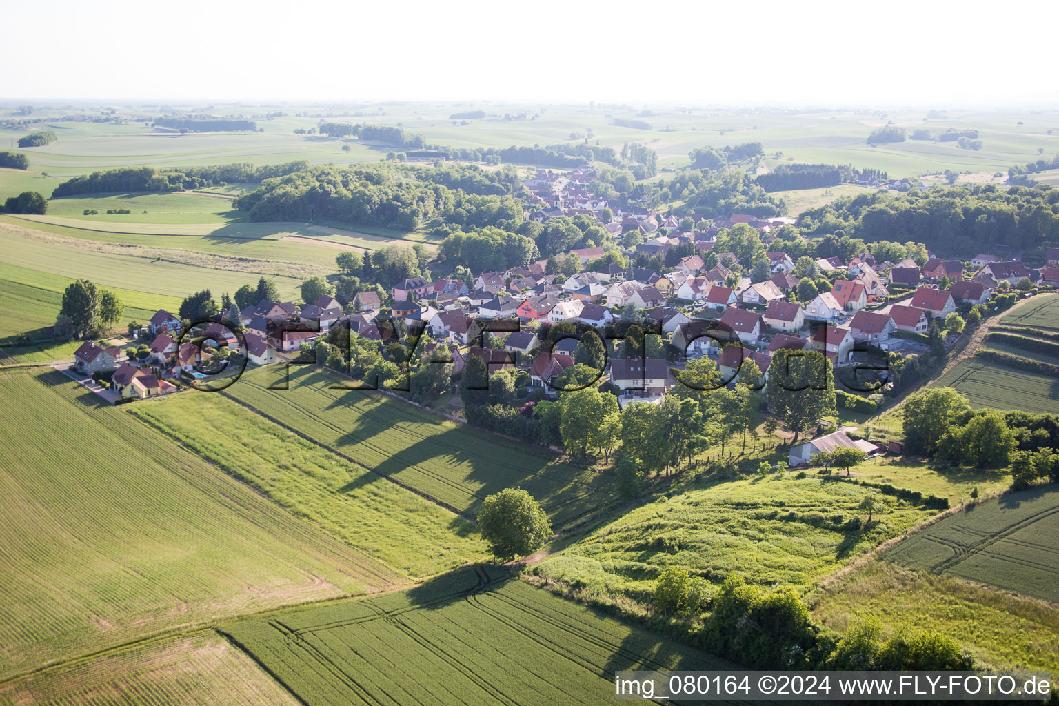 Drone recording of Neewiller-près-Lauterbourg in the state Bas-Rhin, France