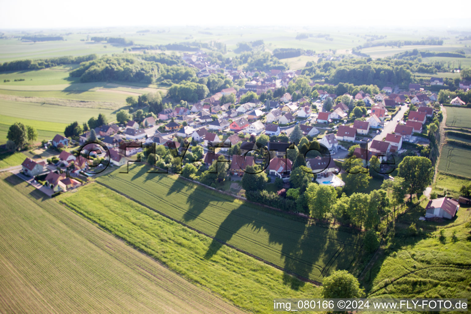 Drone image of Neewiller-près-Lauterbourg in the state Bas-Rhin, France