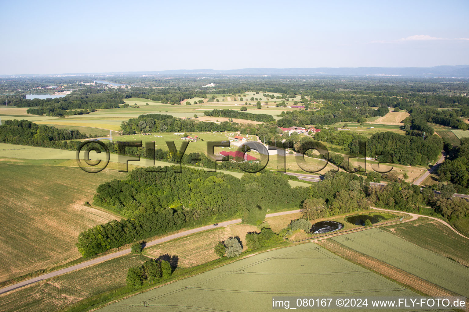 Neewiller-près-Lauterbourg in the state Bas-Rhin, France from the drone perspective