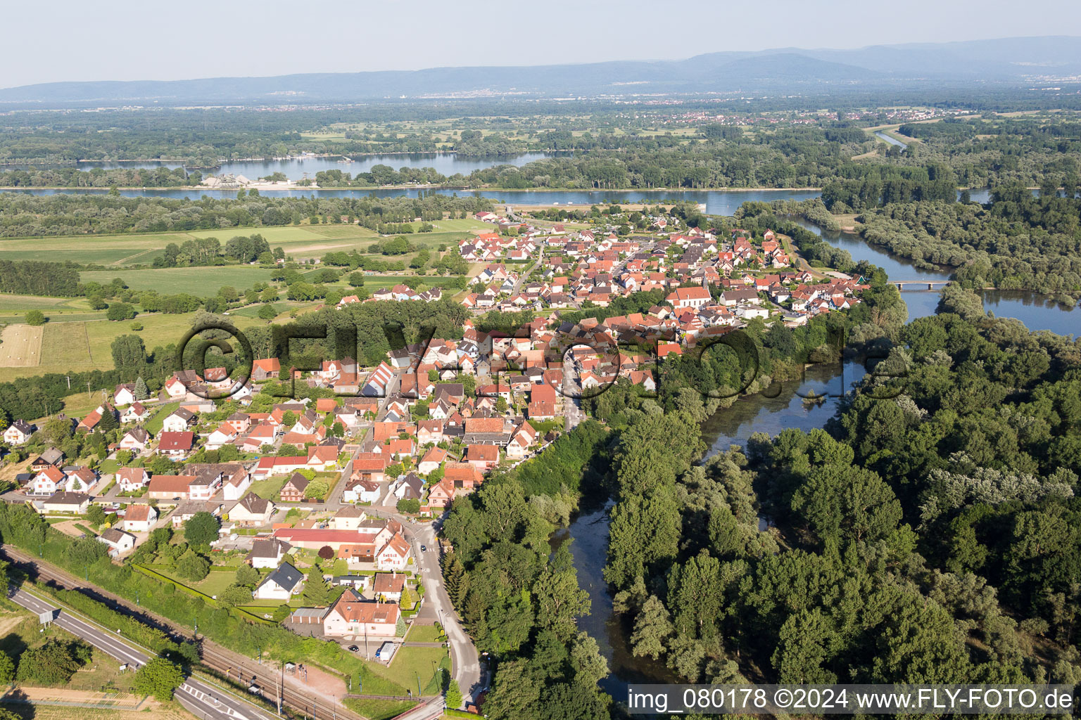 Riparian areas along the river mouth of the Sauer river in Munchhausen in Grand Est, France