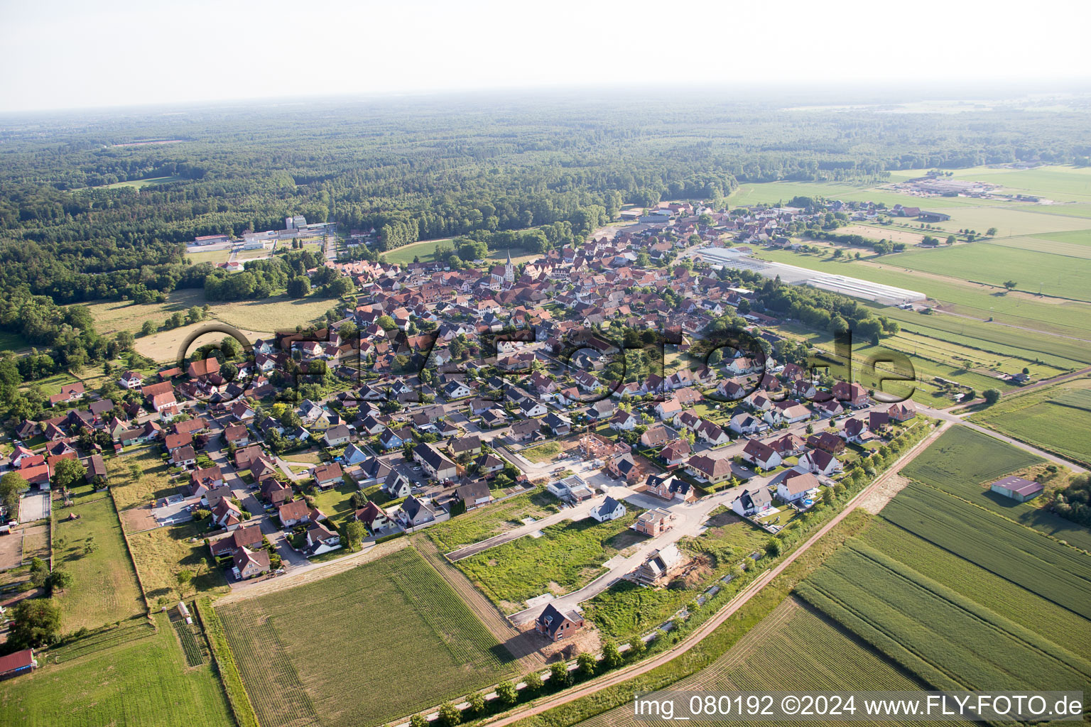 Niederrœdern in the state Bas-Rhin, France from a drone