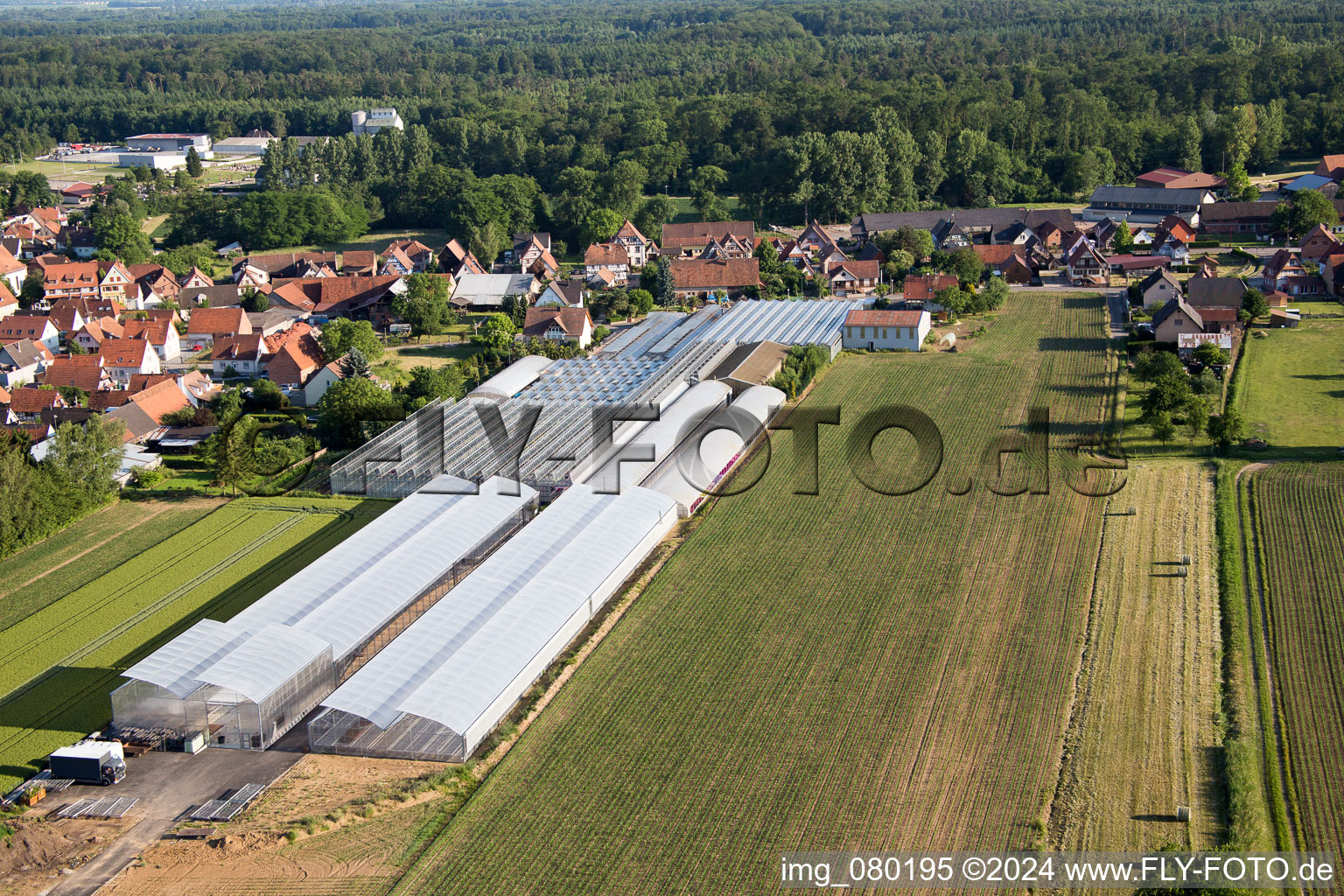 Aerial photograpy of Niederrœdern in the state Bas-Rhin, France