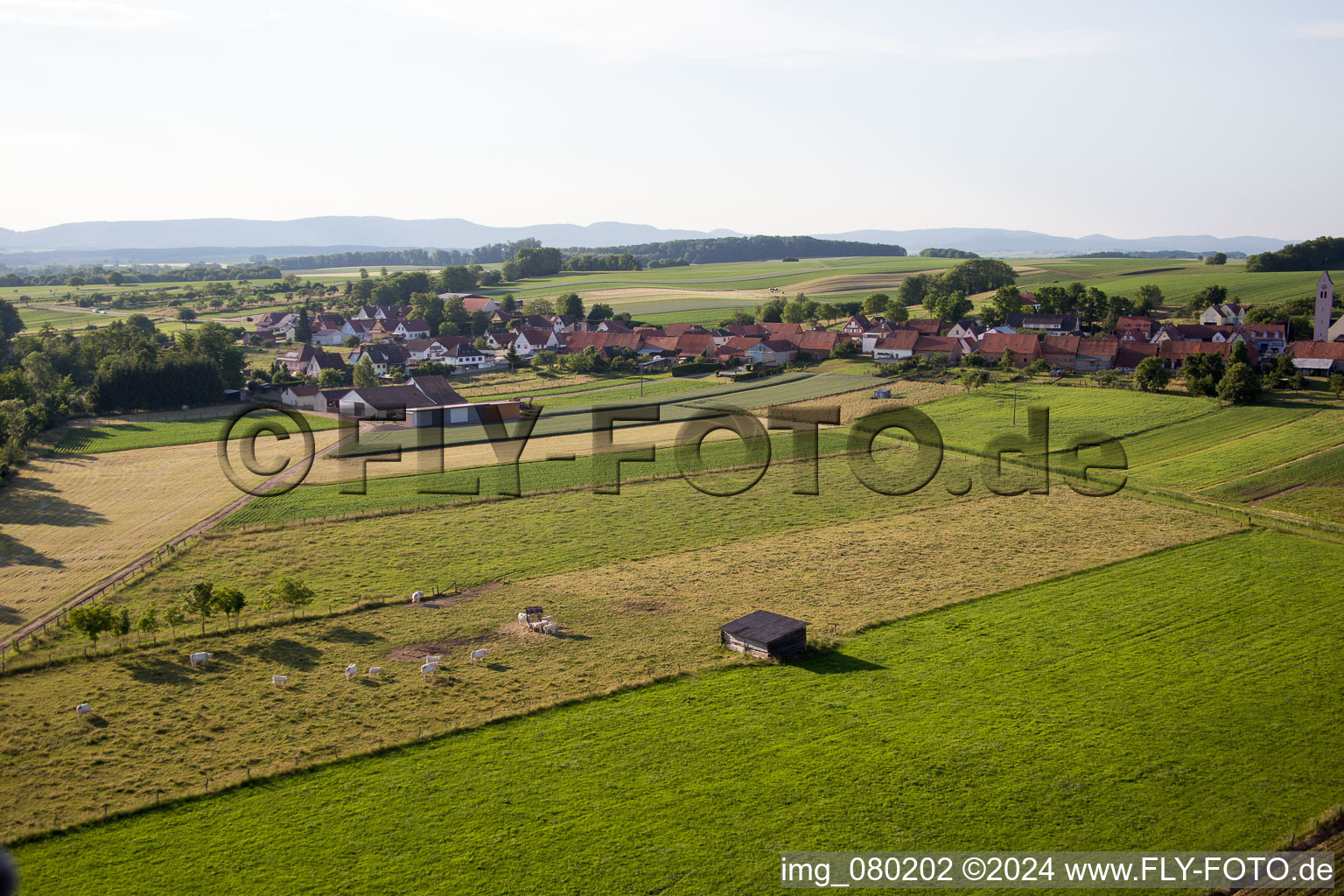 Aerial photograpy of Oberrœdern in the state Bas-Rhin, France