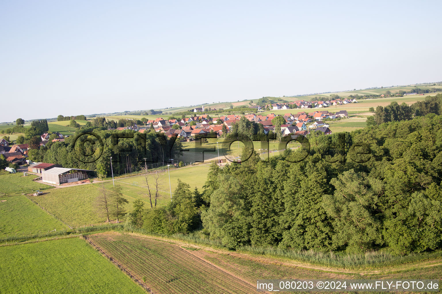 Oblique view of Oberrœdern in the state Bas-Rhin, France