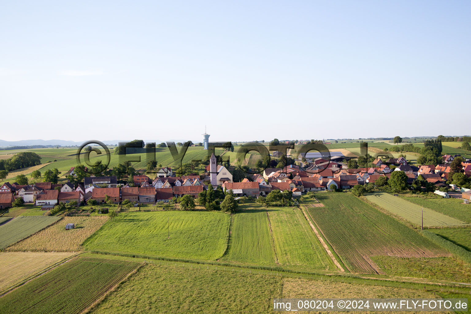 Oberrœdern in the state Bas-Rhin, France from above