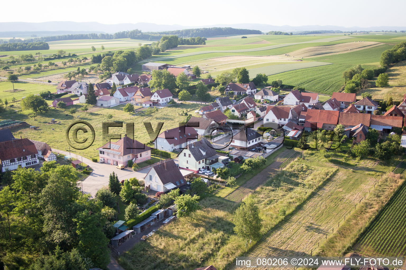 Oberrœdern in the state Bas-Rhin, France seen from above