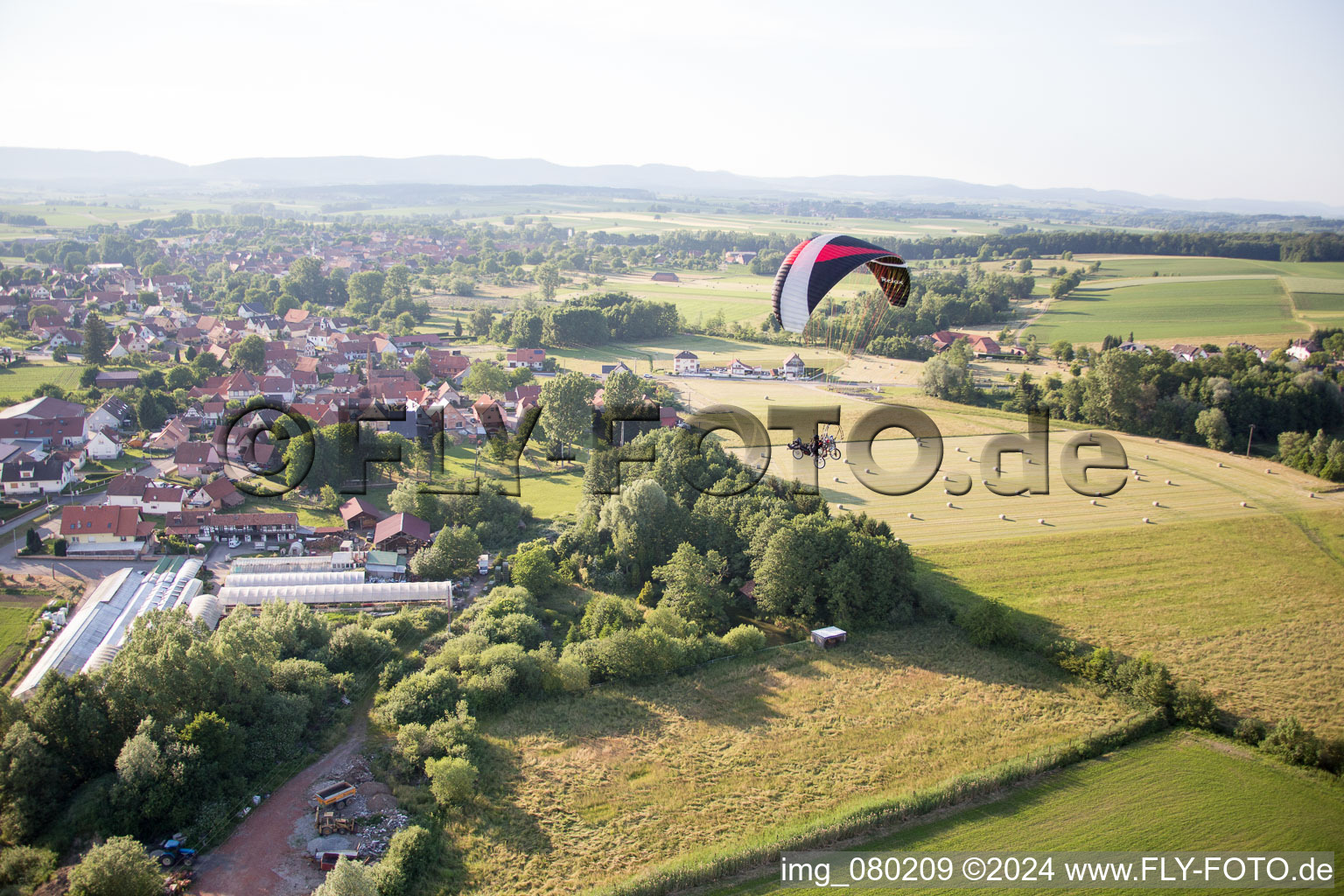 Aerial view of Leiterswiller in the state Bas-Rhin, France