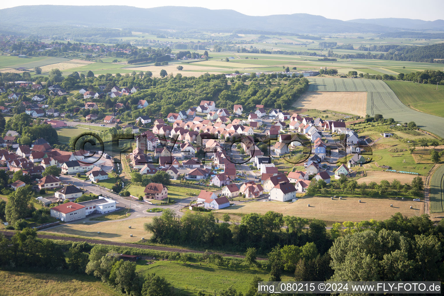 Soultz-sous-Forêts in the state Bas-Rhin, France from the plane