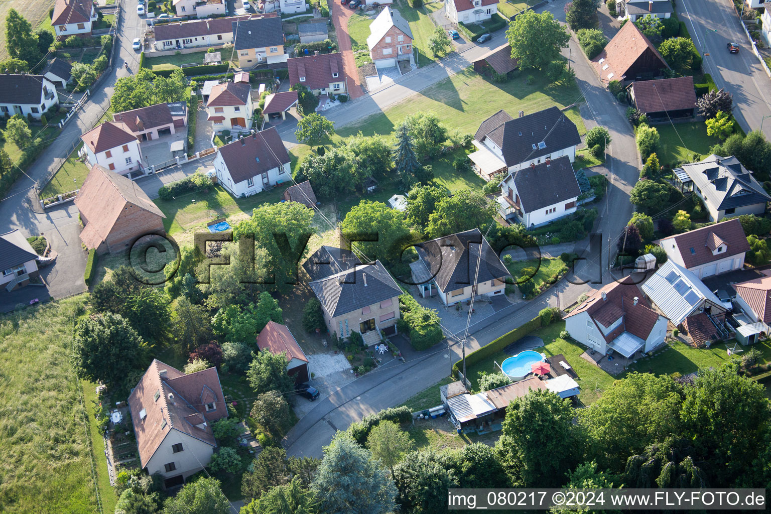 Soultz-sous-Forêts in the state Bas-Rhin, France viewn from the air