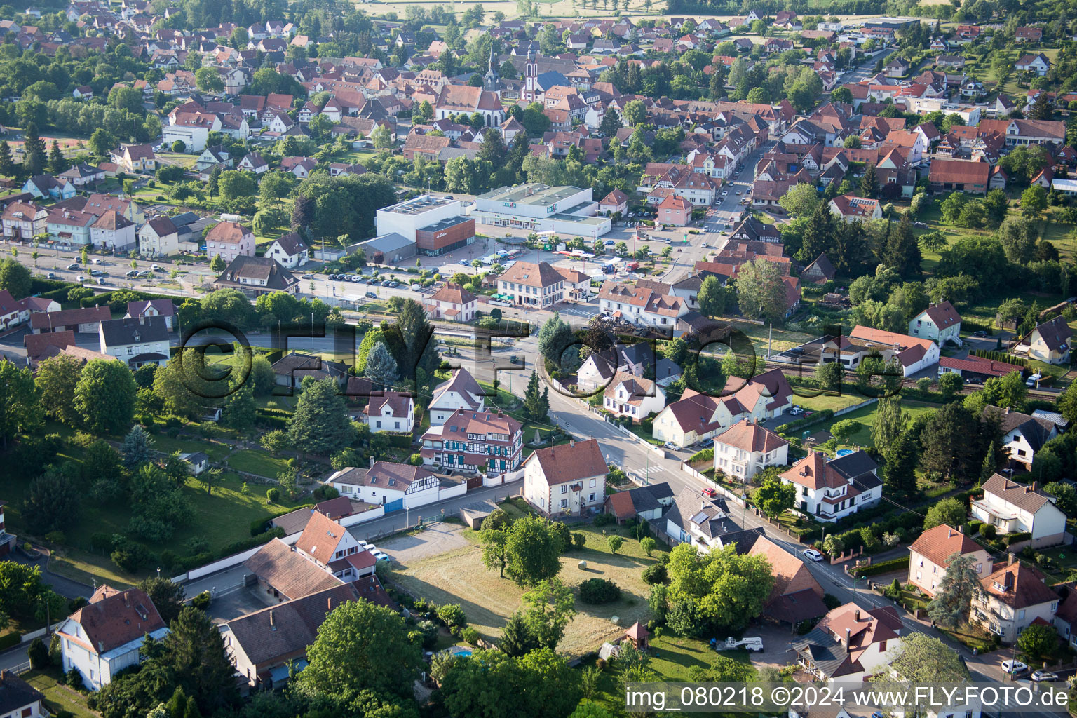 Drone recording of Soultz-sous-Forêts in the state Bas-Rhin, France