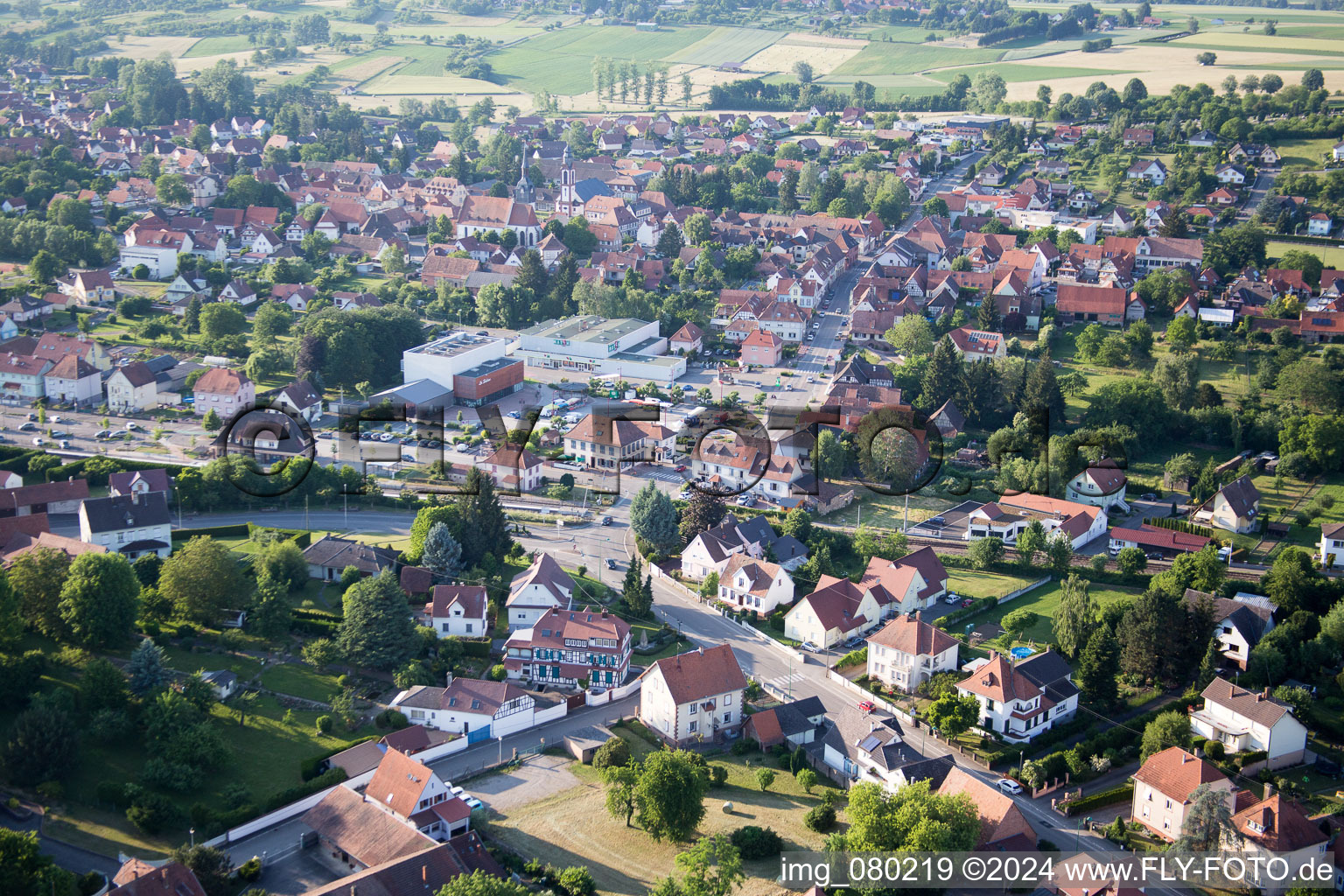 Drone image of Soultz-sous-Forêts in the state Bas-Rhin, France