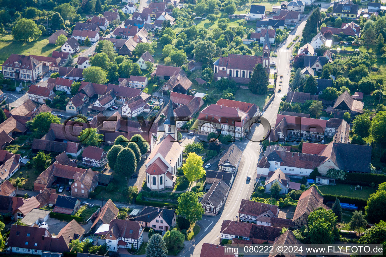 Church building in the village of in Kutzenhausen in Grand Est, France