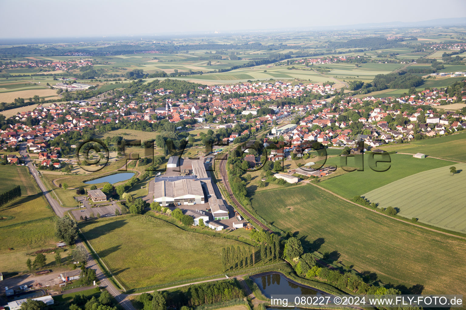 Aerial photograpy of Soultz-sous-Forêts in the state Bas-Rhin, France