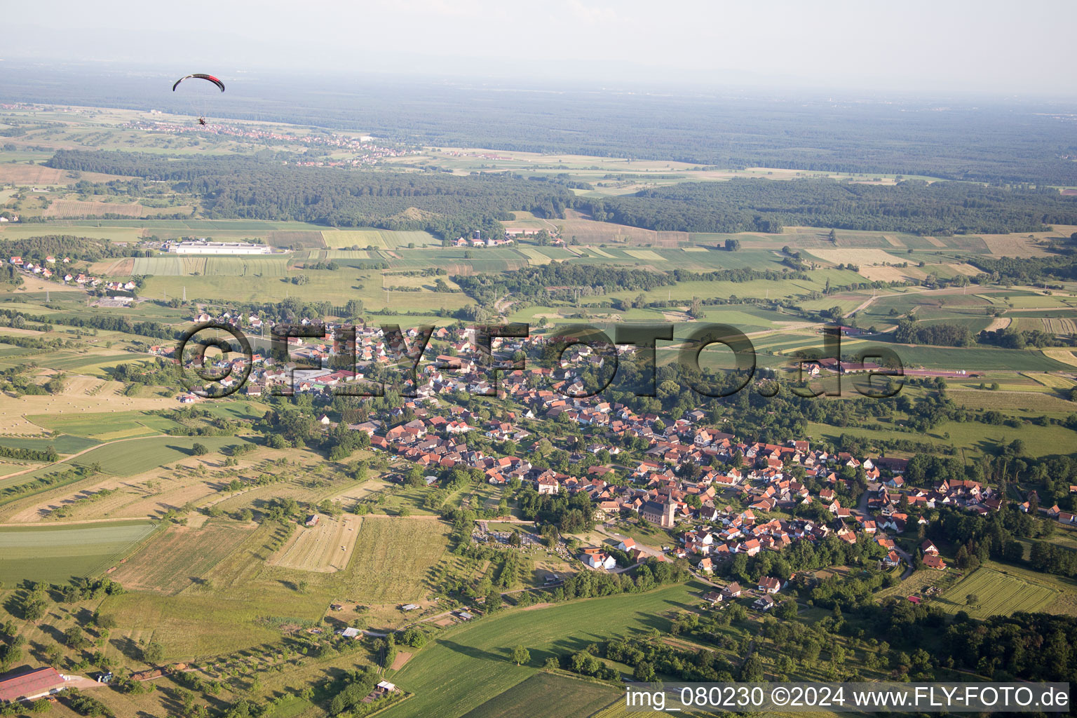 Aerial photograpy of Mitschdorf in the state Bas-Rhin, France