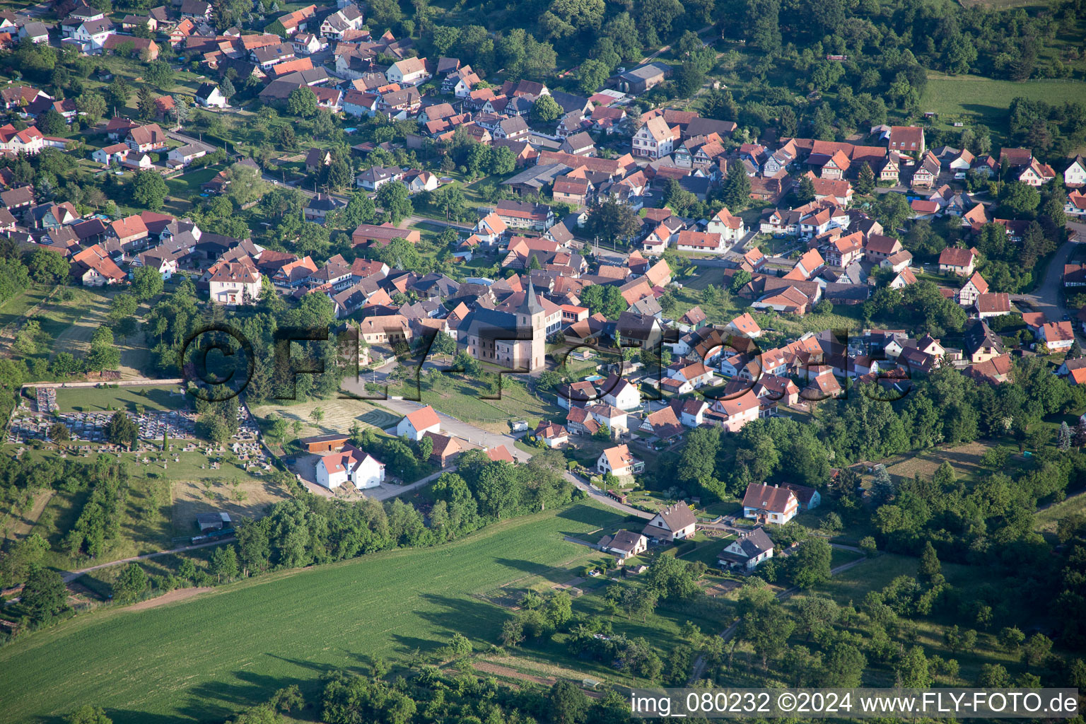 Oblique view of Mitschdorf in the state Bas-Rhin, France