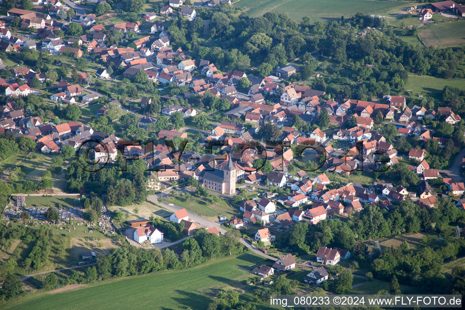 Mitschdorf in the state Bas-Rhin, France from above