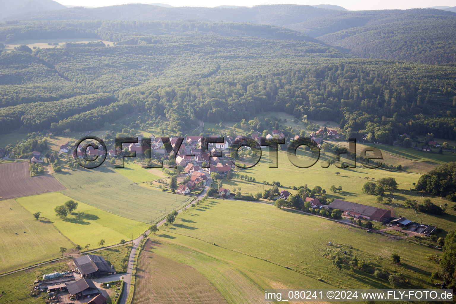 Aerial view of Mattstall in the state Bas-Rhin, France