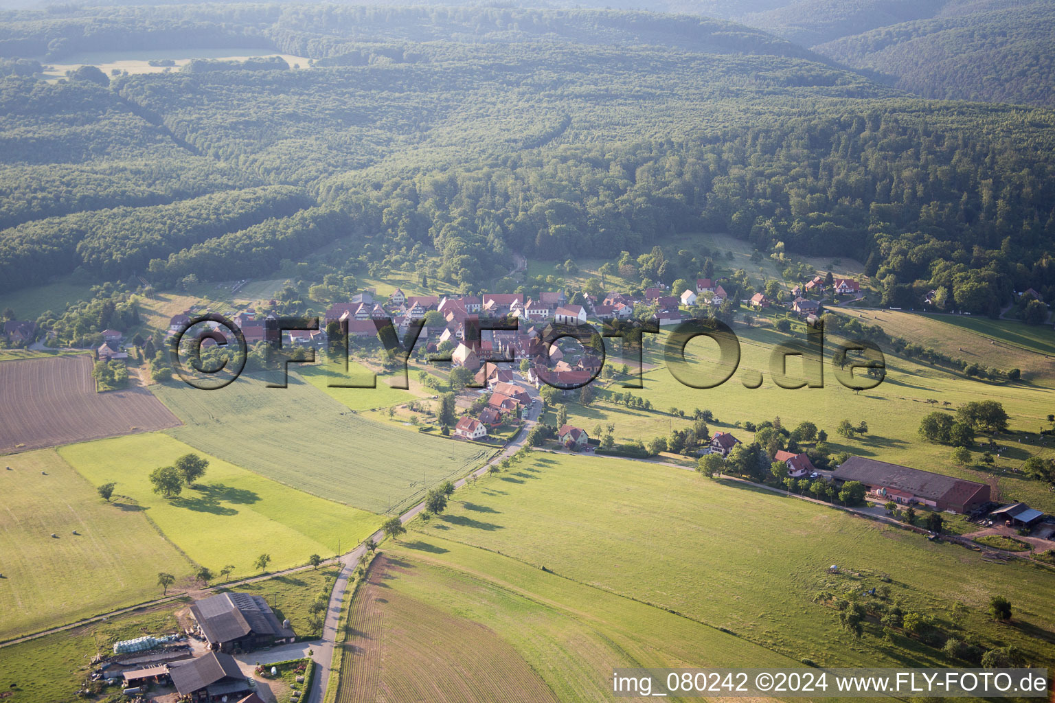 Aerial photograpy of Mattstall in the state Bas-Rhin, France