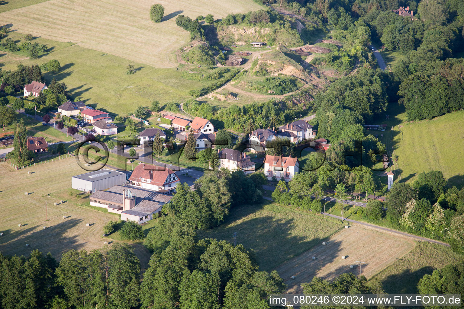 Aerial view of Lembach in the state Bas-Rhin, France